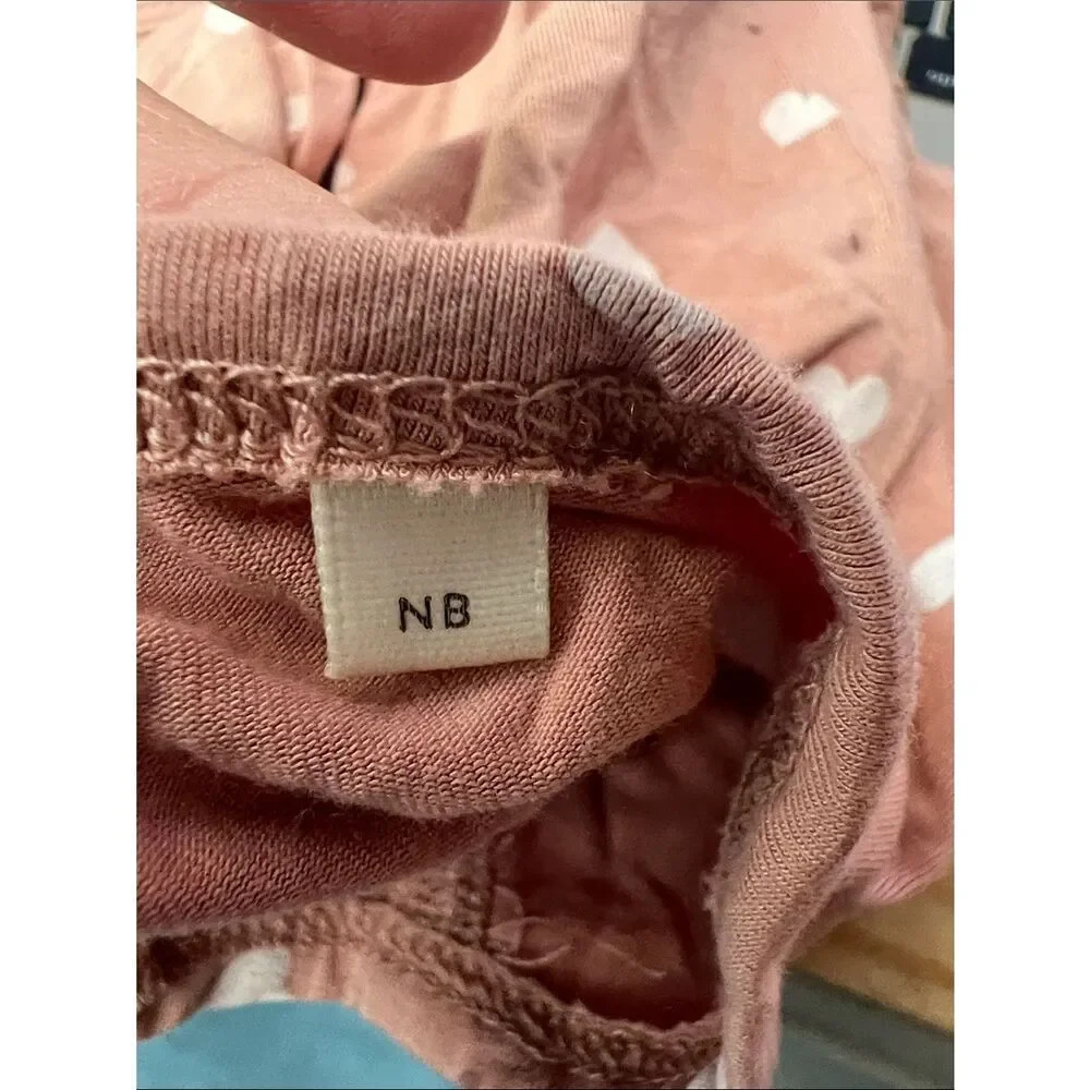 Quincy Mae pink hearts bamboo footie size Newborn